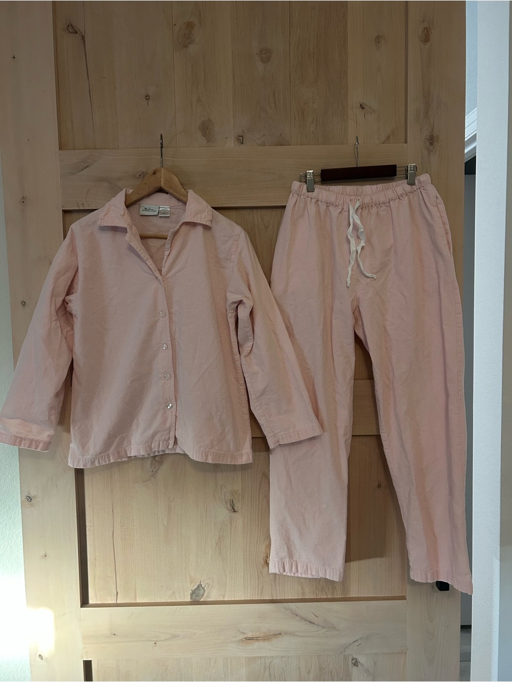 The Vermont Country Store Pale Pink 2pc Cotton Flannel Pajama Set